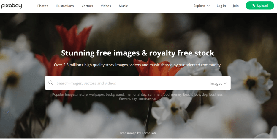 Tampilan situs Pixabay, penyedia gambar gratis. (sumber: Niagahoster)