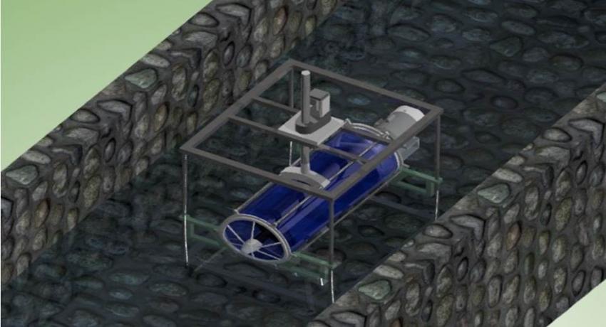 Ilustrasi pembangkit listrik portable bertenaga air. (Sumber: Dok. UNY)