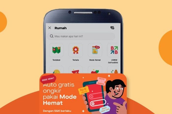 Ilustrasi pesan makan di GoFood dengan Mode Hemat. (Sumber: infokomputer.grid.id)