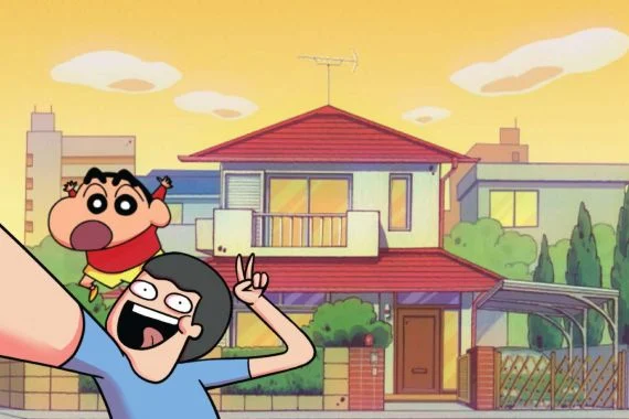 Ilustrasi Tahilalats kolaborasi dengan Crayon Shinchan. (Sumber: Instagram/@tahilalats)