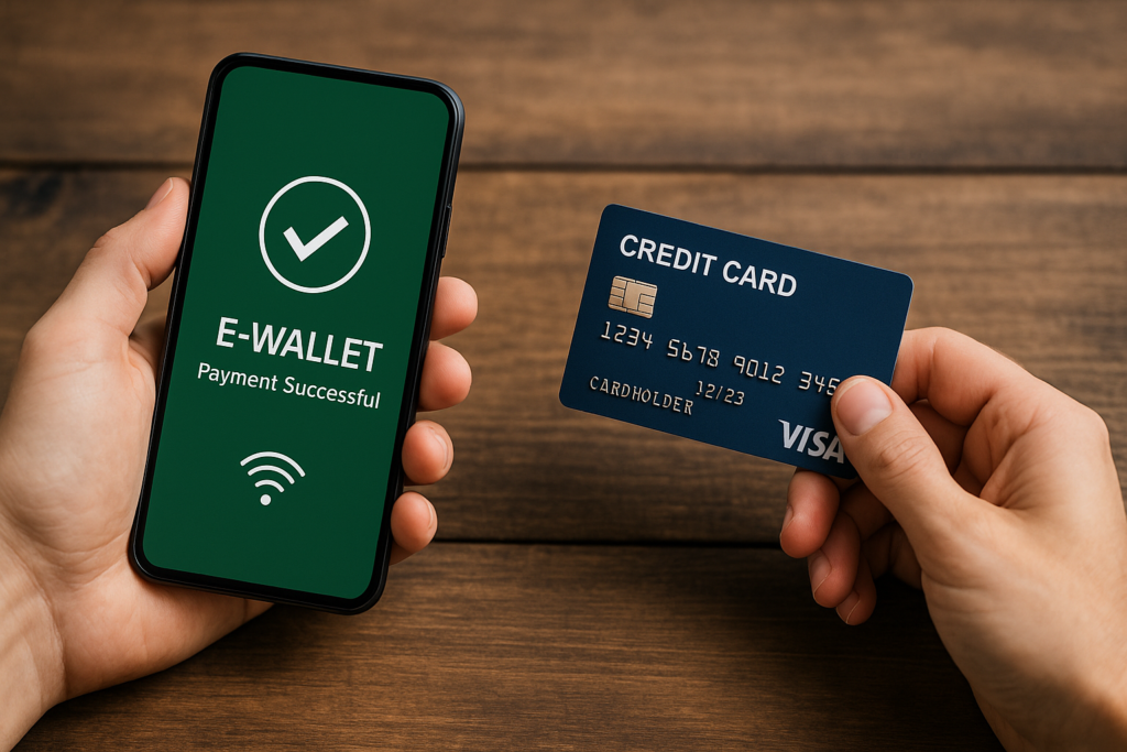 ilustrasi e-wallet vs kartu kredit