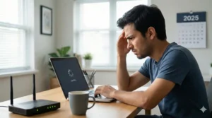 alt="ilustrasi internet lemot di rumah dan cara perbaikan"